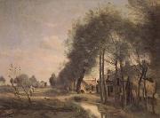 Jean Baptiste Camille  Corot La route de Sin-le-Noble (mk11) oil painting on canvas